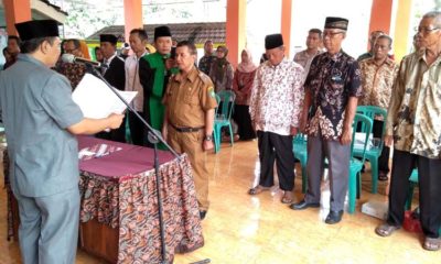 Munir Nanang Setyowandi dilantik Plt. Camat Porong Imam Mukri Affandy dihadapan Forkopimpka Porong beserta undangan yang hadir (gus)